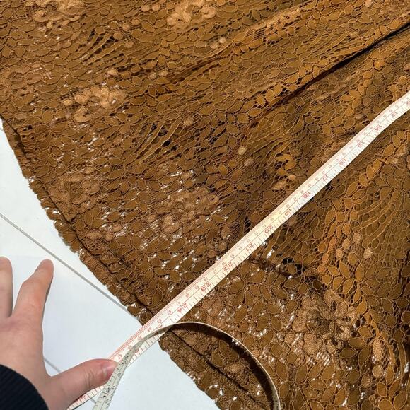 NWT Brown Tan Lace Fit Flare Long Modest Midi Skirt Size Medium Western‎ Boo - Picture 7 of 7